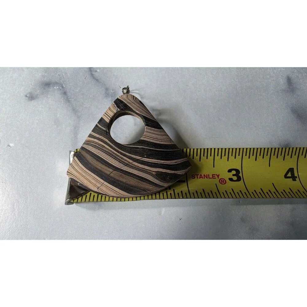 Bohemian Wooden Triangular Shaped Dangling Earrings Vintage